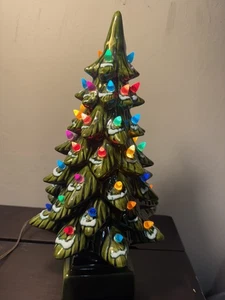 Vintage Keramik Weihnachtsbaum 17 cm hoch 70er Jahre. Mit Sockel und Lichtlampe - Bild 1 von 13