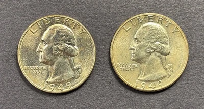 Juego de dos cuartos Washington 1949 año completo P&D EE. UU. (ver descripción) Foto 1 de 2