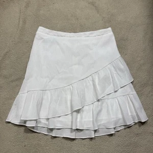 Banana Republic Rock Damen 8 weiß Rüschen Lagenlook Akzent A-Linie gefüttert NEU - Bild 1 von 17