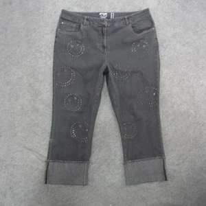 Jeans donna Angel Of Style 18 grigio con polsini cropped taglie forti borchie smiley - Foto 1 di 11