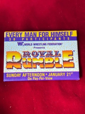 WWF Royal Rumble Pay-Per-View Promo 1990 Orlando FL Hulk Hogan Winner Pinback 3" Foto 1 de 2