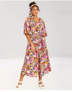 Hell Bunny Nadine Floral Jumpsuit Uk 18 2XL - Picture 1 of 5