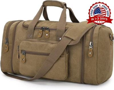 Bolsa de lona para viajes, 50 l, ideal para viajes de fin de semana (café) NUEVO - Image 1 of 4