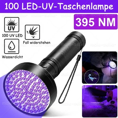 UV Taschenlampe Schwarzlicht 100LED Taschenlicht 395nm Handlampe Urin Detektoren - Bild 1 von 4