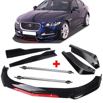 Front Bumper Lip Splitter Spoiler Body Kit + Side Skirt For Jaguar XE XF XJ - Imagem 1 de 4