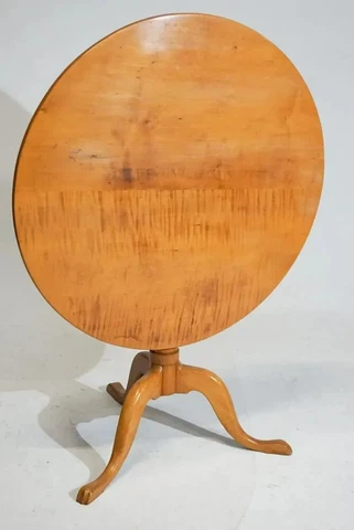 Antique Tiger Maple Queen Anne Tilt Top Table Tea Table Bench Made Claw Feet Cover