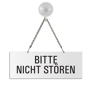 Bitte nicht stören Schild 175x65 mm Hängeschild Alu weiß lackiert Saugnapfhaken - Bild 1 von 3