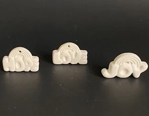 Ceramic Bisque Hope Love & Joy Rainbow Ornaments Set of 3 Ready to Paint DIY - Picture 1 of 12