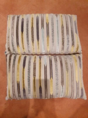 Premium Sofa Cushions Rectangle Striped England 50x30cm Gold Green Brown Beige - Image 1 of 4