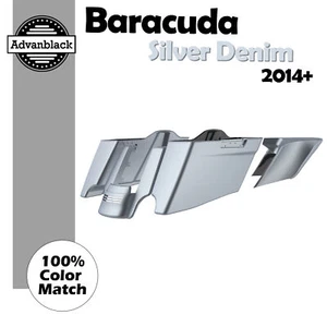 Alforjas extendidas BARRACUDA SILVER DENIM CVO cónicas estiradas para Harley 14+ - Imagen 1 de 18