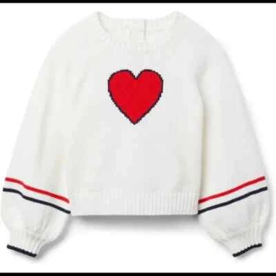 Janie and Jack  Girls Ivory Heat Ribbed Pullover Sweater Puffed Sleeves, NWT - Image 1 of 4