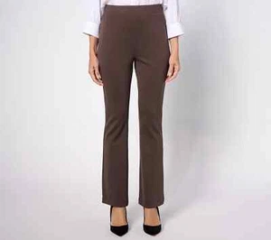 Isaac Mizrahi Live! Petite Crepe Ponte Baby Bootcut Pants, Deep Oak 1X A621246 - Picture 1 of 7