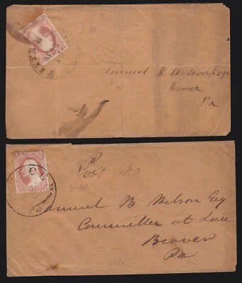 US 11 or 11a 3c Washington on Covers Lot of 2 Pennsylvania (014) - Image 1 of 2