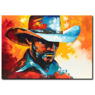 ORIGINAL Acryl Bild Gemälde Mann Cowboy Abstrakt Malerei Kunst Modern HANDGEMALT - Bild 1 von 4