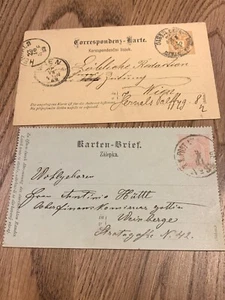 VINTAGE TWO AUSTRIA POSTCARDS 1889 & 1891 IN EXCELLENT CONDITION  - Picture 1 of 4