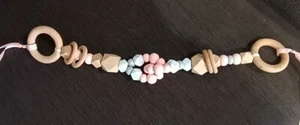 Pram Toy Tie On Silicone and Natural Wood Beads HANDMADE IN WA BPA FREE Baby - Picture 1 of 4