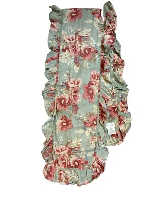 RALPH LAUREN Denim & Supply Green Floral Cotton Scarf Wrap With Ruffle 68” X 16” - Image 1 of 4