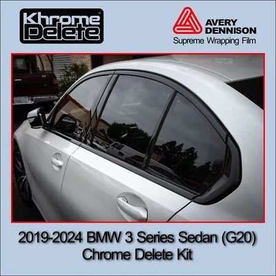 2019-2025 BMW 3 Series Sedan (G20 Body) Chrome Delete Vinyl Overlay(GlossyBlack) - Image 1 of 4