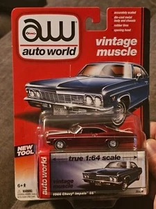 🔥 AUTO WORLD ULTRA ROJO VINTAGE MUSCLE 1966 CHEVY IMPALA SS CHASE LANZAMIENTO 1 🔥 - Imagen 1 de 6