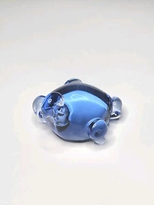Vintage Blue Art Glass Turtle Figurine Beautiful - Tiny ( 2.5" ) - Picture 1 of 4