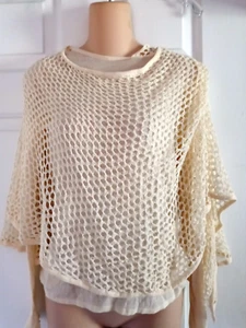 Vintage Cami Women's Crochet Two Layer Pullover w/ One side detachable Ivory - M - Picture 1 of 5