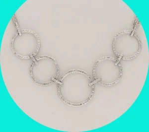 Collar con círculos de diamantes de 1,10 quilates de oro blanco de 14 quilates de 18" de largo - Imagen 1 de 8