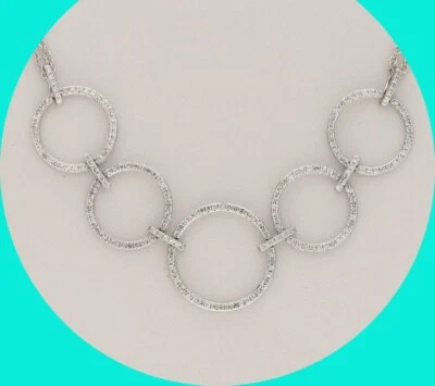 Diamond Circles Necklace 1.10CT 14K White Gold 18" Long - Image 1 of 4