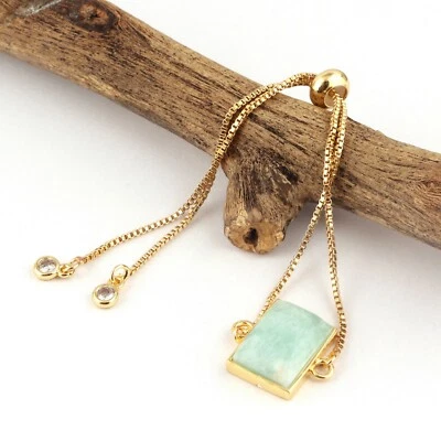 Moda Joyería Piedras Preciosas Circonita cúbica Cuarzo Chapado en Oro Deslizante Cerradura Caja Cadena Pulsera Foto 1 de 4