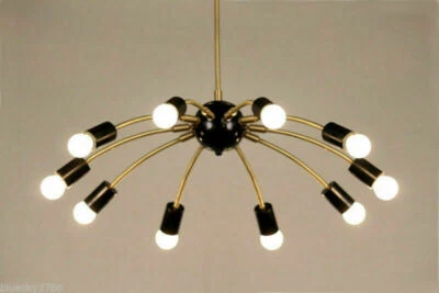 Люстра-спутник в стиле середины века из латуни с 10 поворотными рычагами черный светильник - Изображение 1 из 4