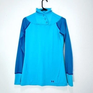 Under Armour Coldgear Top Womens Small Mock Neck Long Sleeves Colorblock Active - Picture 1 of 7