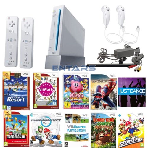 nintendo wii 140 GIOCHI console 2 controller 2 nunchuck mario kart super mario