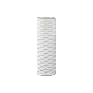 UTC21409 Ceramic Round Cylindrical Vase with Embossed Wave Design LG Matte Finis - Picture 1 of 1