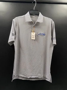 Peter Millar Summer Comfort Men`s Golf Gray/White Striped Polo Size Small NWT! - Picture 1 of 11