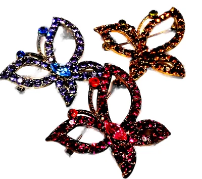 Broche Mariposa Pin Rosa Azul Verde Champagne Circonita Cúbica Buena Calidad NUEVO Foto 1 de 4
