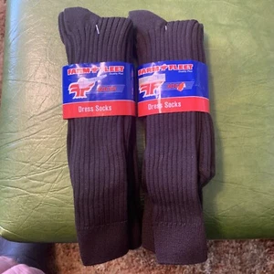 MENS VINTAGE FARM FLEET OVER THE CALF DRESS SOCKS BROWN RIBBED USA MADE 4 Pair - Picture 1 of 6