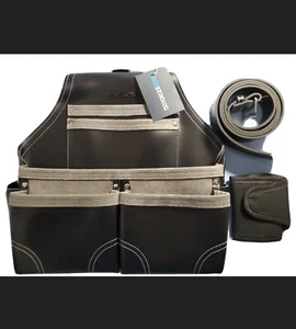 Serstrong strapazierfähiger Leder Werkzeuggürtel 5 Taschen Utility Gürtel - neu - Bild 1 von 3
