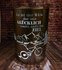 Feuertonne mit - Mountainbike - Motiv, aus NEUEM 200L Ölfass, Feuerkorb - Bild 1 von 2