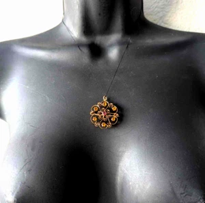 14K GELBGOLD AMETHYST & GELBE CITRIN STEINE ANHÄNGER BROSCHE JUGENDSTIL - Bild 1 von 14