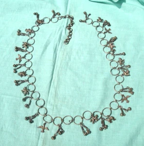 Metal Chain Adjustable Belt w/ Animal Design Charms Belly Dance 33-37" Long - Picture 1 of 10