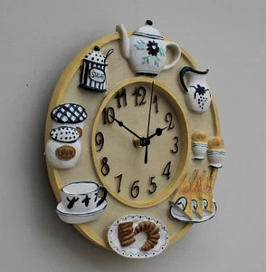 Wall Clock Kitchen Home Teashop Decor Quartz 23cm diameter DS5813 - ELM WH - Picture 1 of 1