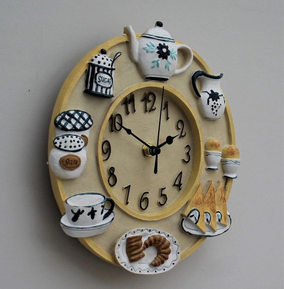 Wall Clock Kitchen Home Teashop Decor Quartz 23cm diameter DS5813 - ELM WH - Image 1 of 1