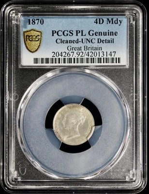 1870 Victoria England Great Britain Silver Maundy 4 Pence 4D PCGS PL UNC Detail - Image 1 of 4