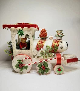 Vintage Weihnachten Styropor Deko Weihnachtsmann Zug Elfe, Hirsch, - Bild 1 von 14