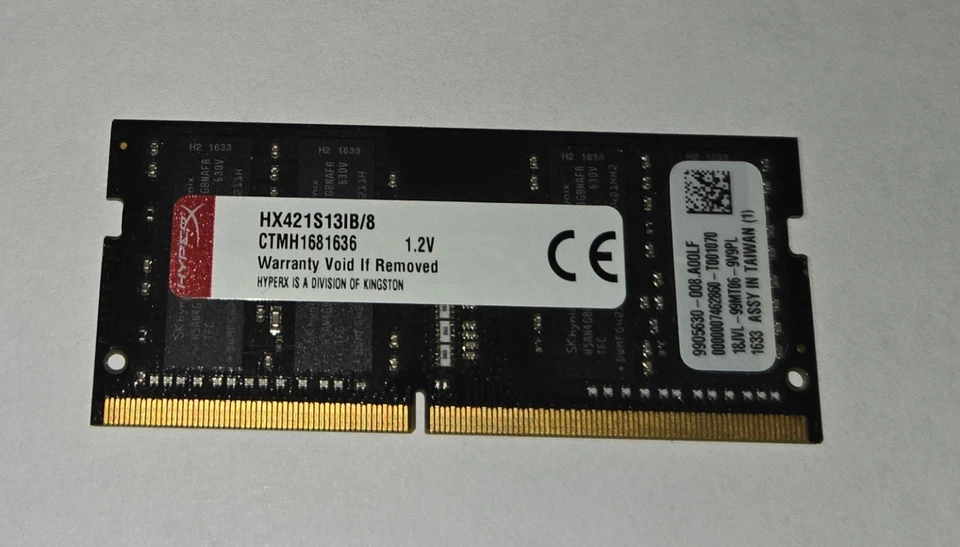 8GB DDR4 2133MHz HX421S13IB/8 Laptop Memory SODIMM RAM HyperX Impact - Image 1 of 3