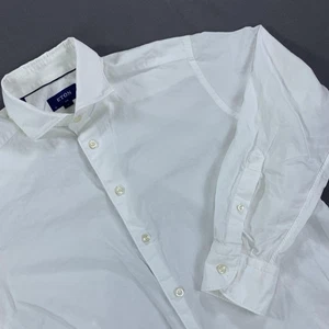 Eton Shirt Mens Large 16.5 White Slim Fit Fine Twill Button Up Dress Silk Blend - Picture 1 of 18