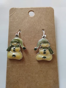 Pendientes colgantes festivos muñeco de nieve sin marca verde blanco - Imagen 1 de 4