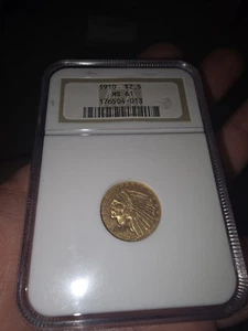 1910 GOLD INDIAN HEAD QUARTER EAGLE $2.50 MS 61 NGC - Picture 1 of 5