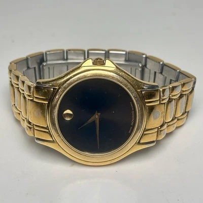 Movado Museum Swiss Men’s Watch Gold Stainless WR 87-E4-0863 New Battery - Image 1 of 4