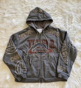 Telfar Cut In Tour Budweiser Full Zip Hoodie Sweatshirt Grey Small - Picture 1 of 6