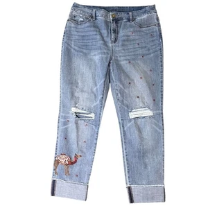 Chico’s So Slimming Girlfriend Ankle Jeans bestickt camel helle Waschung 1,5 - Bild 1 von 6
